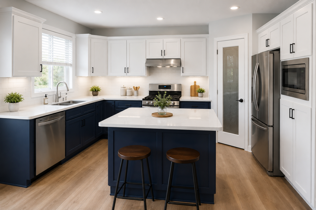Kitchen cabinets after spray finishing