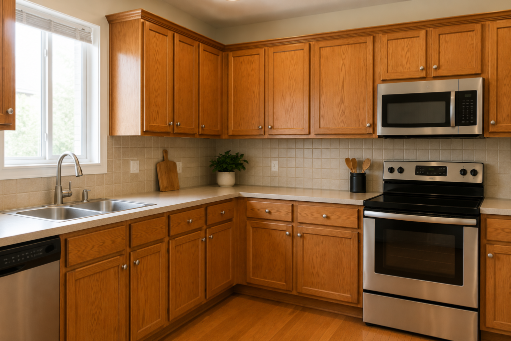 Kitchen cabinets before refinishing