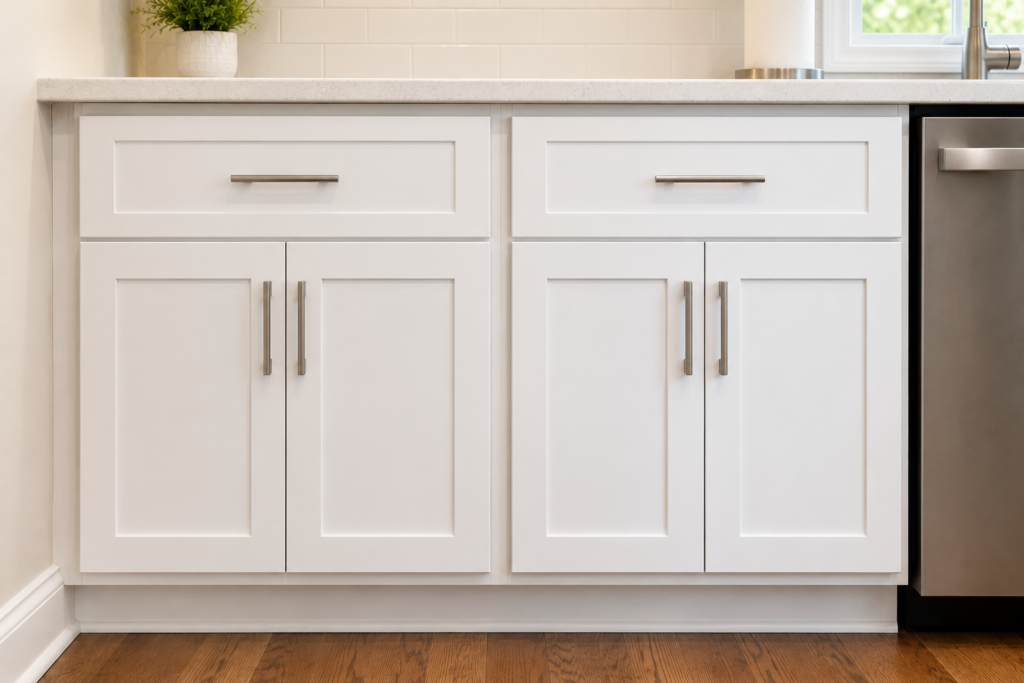 Kitchen cabinets after spray finishing