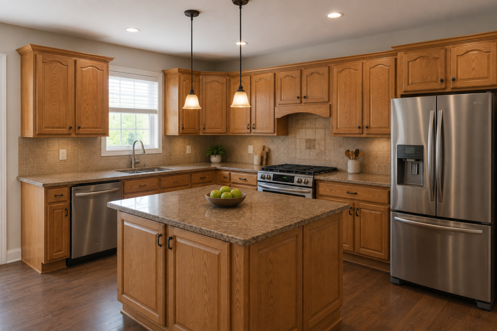 Kitchen cabinets before refinishing