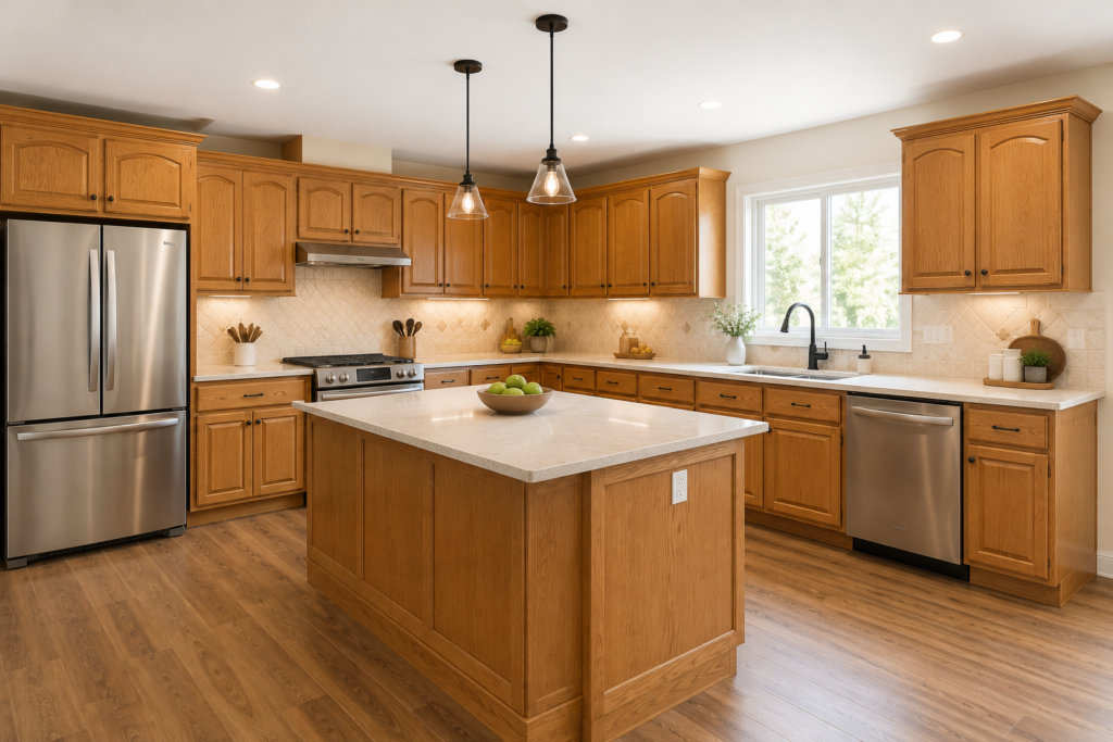 Kitchen cabinets before refinishing
