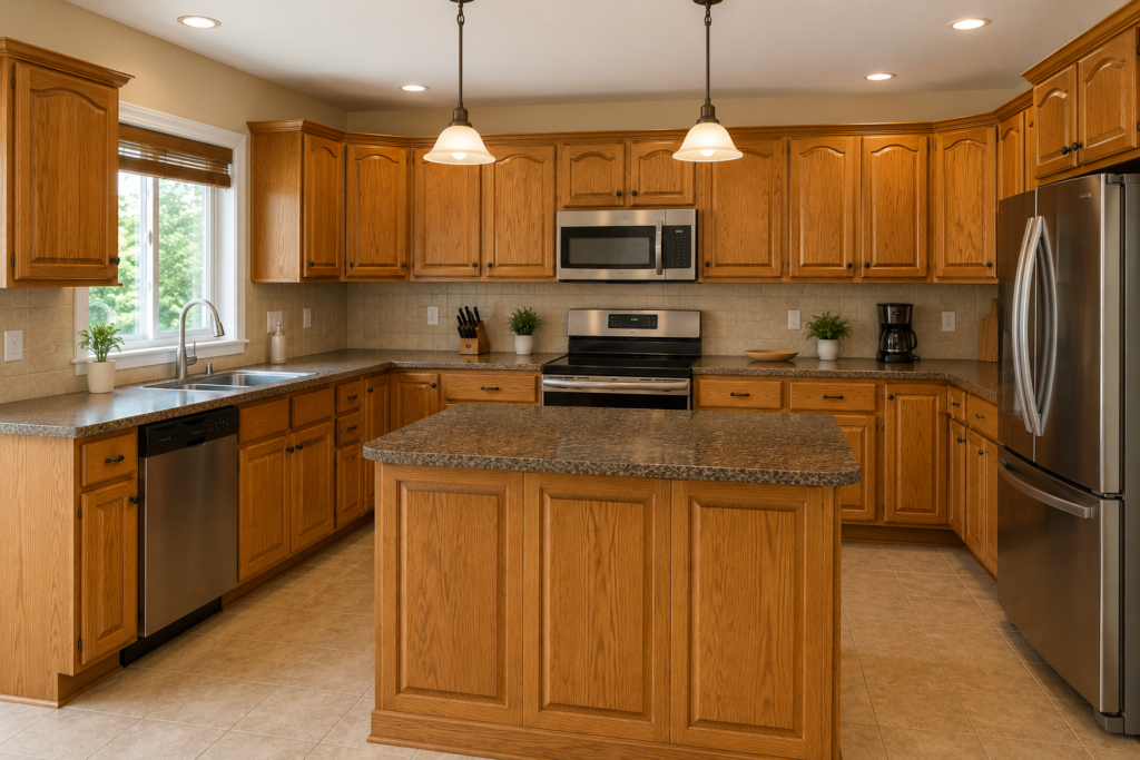 Kitchen cabinets before refinishing