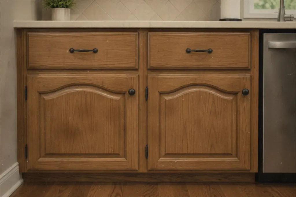Cabinet Door and Drawer Replacement: before