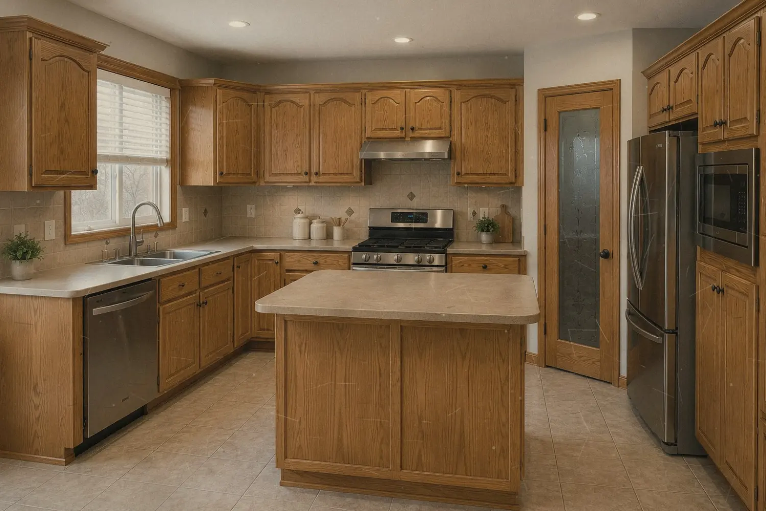 Kitchen cabinets before spraying
